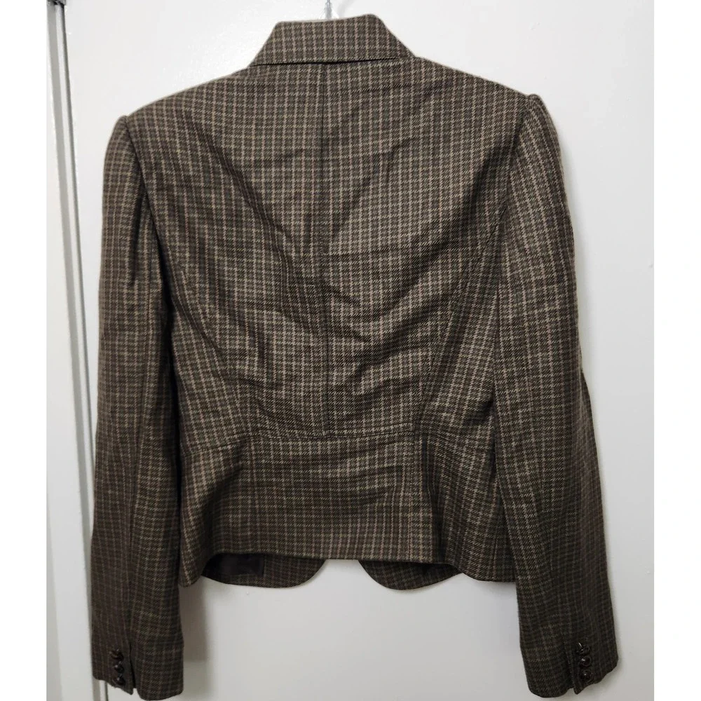 Michael Kors Made in Italy Green Houndstooth Virgin Wool Blazer Jacket Size‎ 10